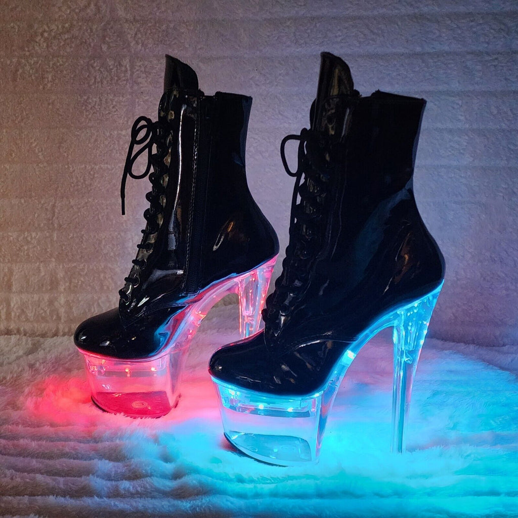 Flashdance 1020 LED Multi Light Up Platform Ankle Boots 7 High Heels NY