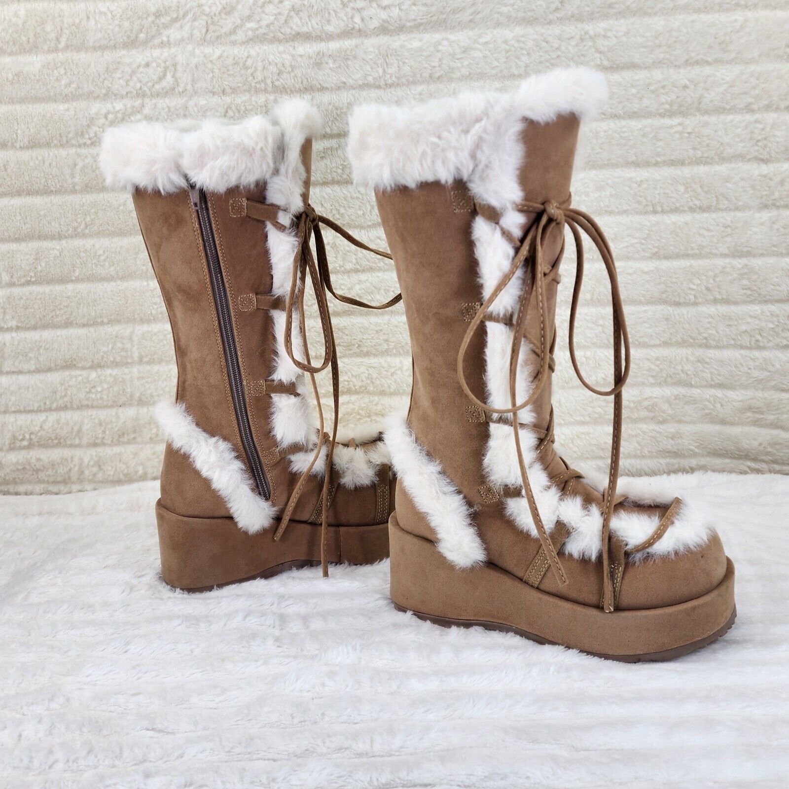 311 Cub Stomper Tan Mammoth Platform Goth Punk Knee Boots NY Restock - Totally Wicked Footwear