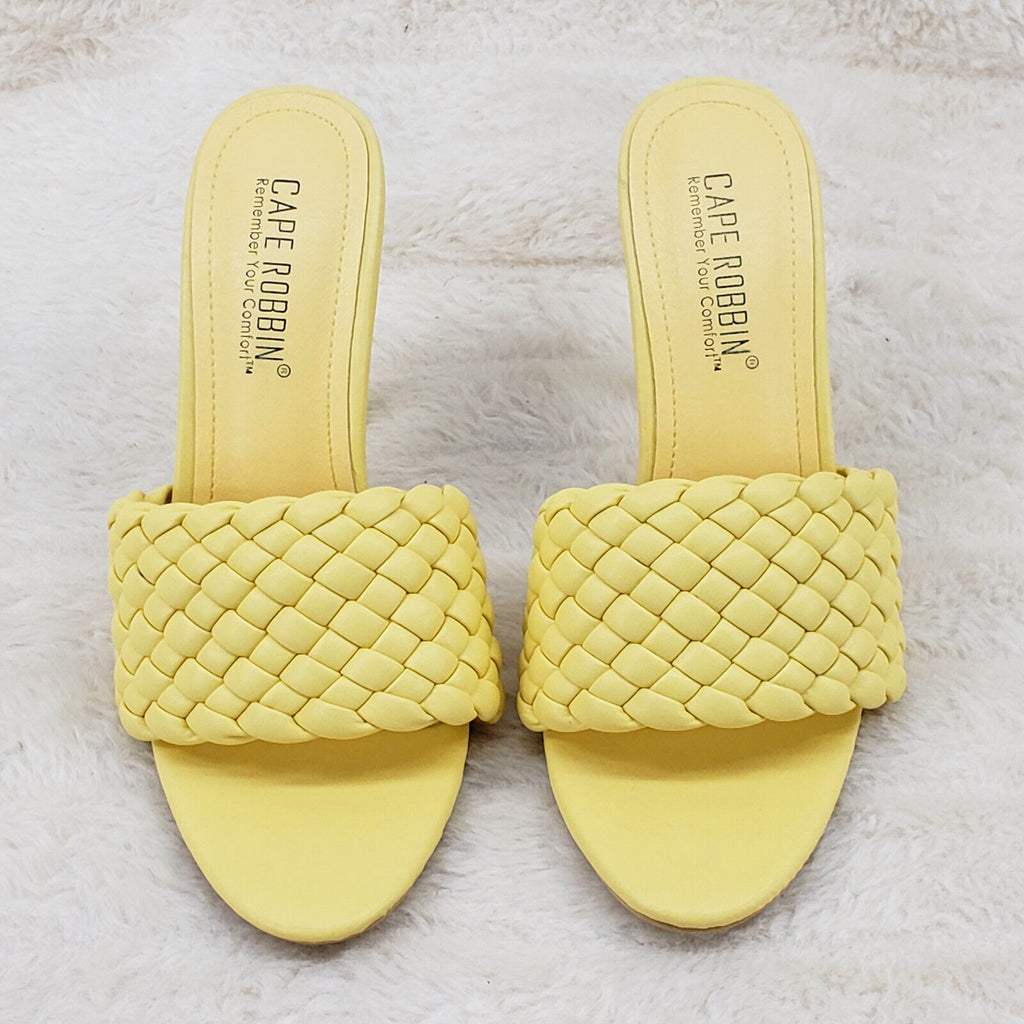 Anson Slip On Yellow Open Toe High Heel Clogs Mules Slides - Totally Wicked Footwear