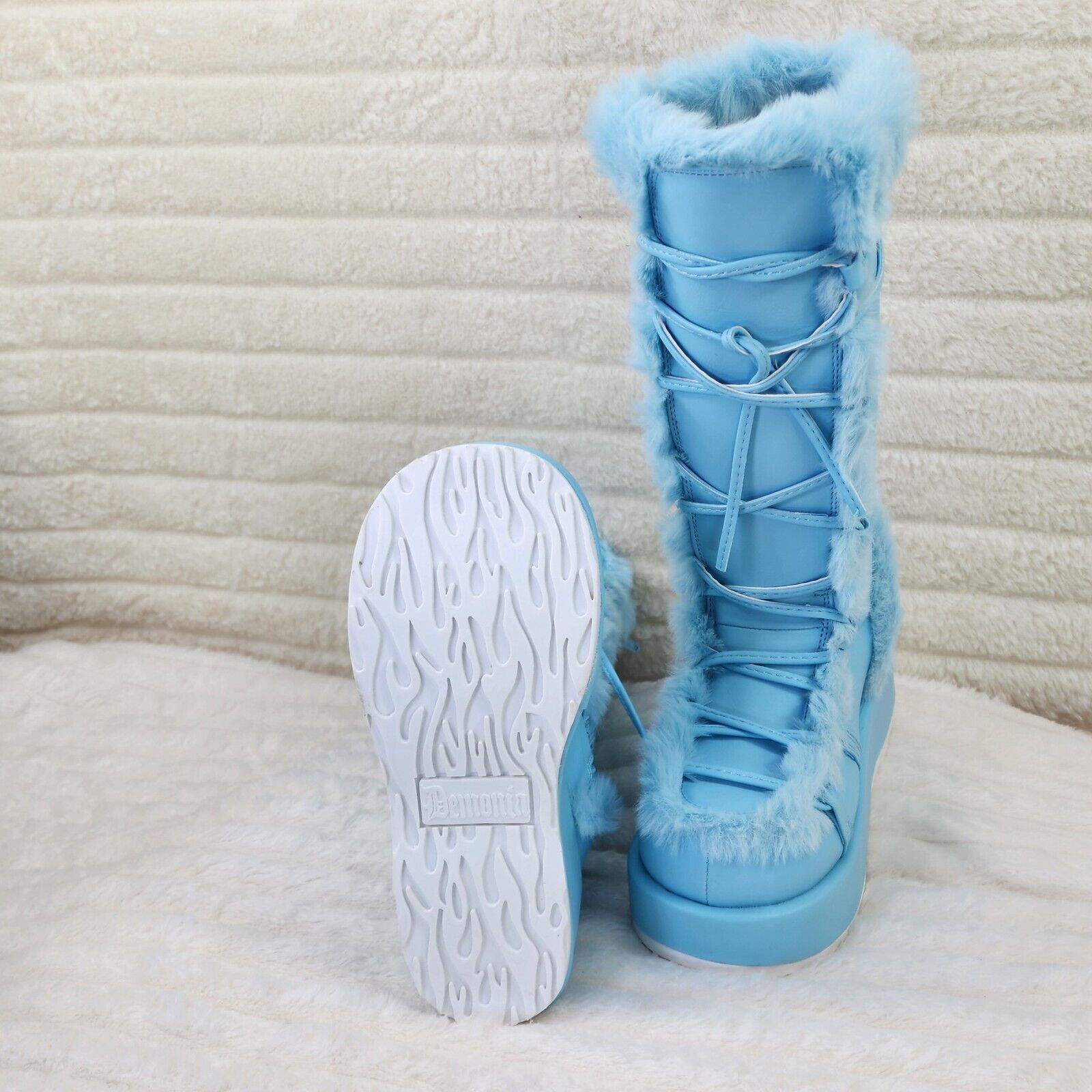 311 Cub Stomper Baby Blue Mammoth Platform Goth Punk Knee Boots NY Restock - Totally Wicked Footwear