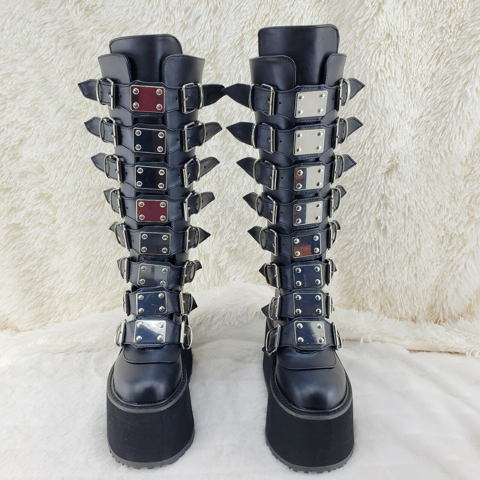 Damned 318 Multi Strap Goth Punk Rock Platform Boots Black Matte Restocked NY - Totally Wicked Footwear
