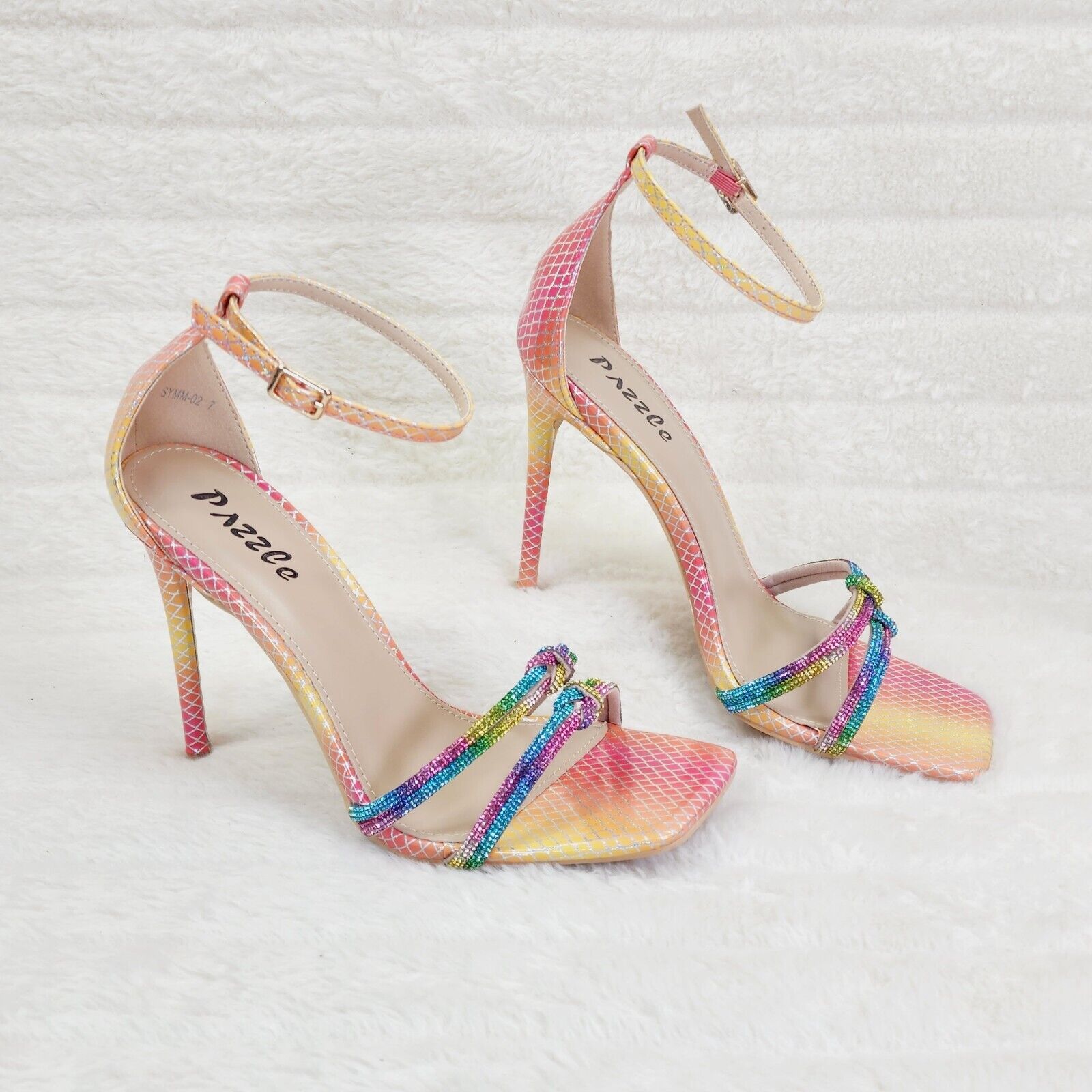 Symm Colorful Rhinestone Strap High Heel Stiletto Shoes - Totally Wicked Footwear