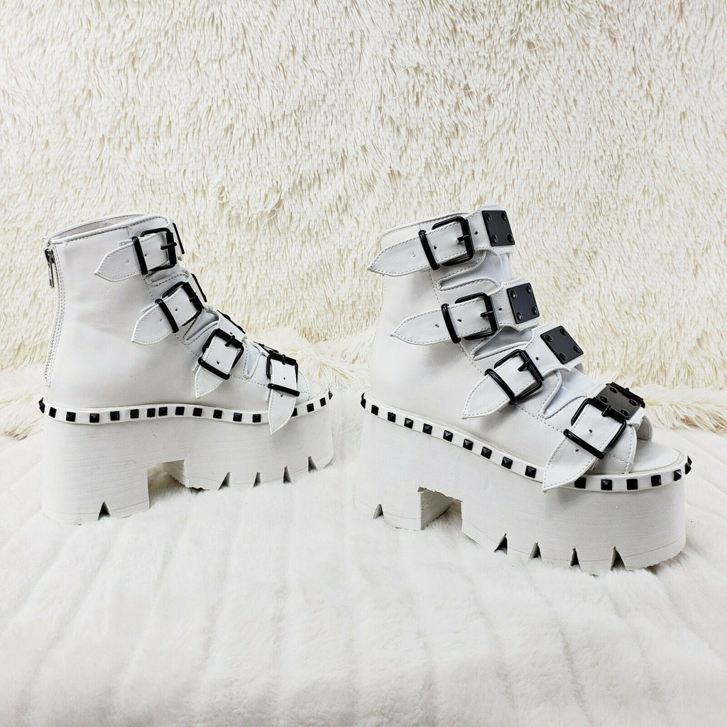 Demonia Ashes 70 White 3.5" Platform Heel Goth Punk Sandal Boots NY - Totally Wicked Footwear