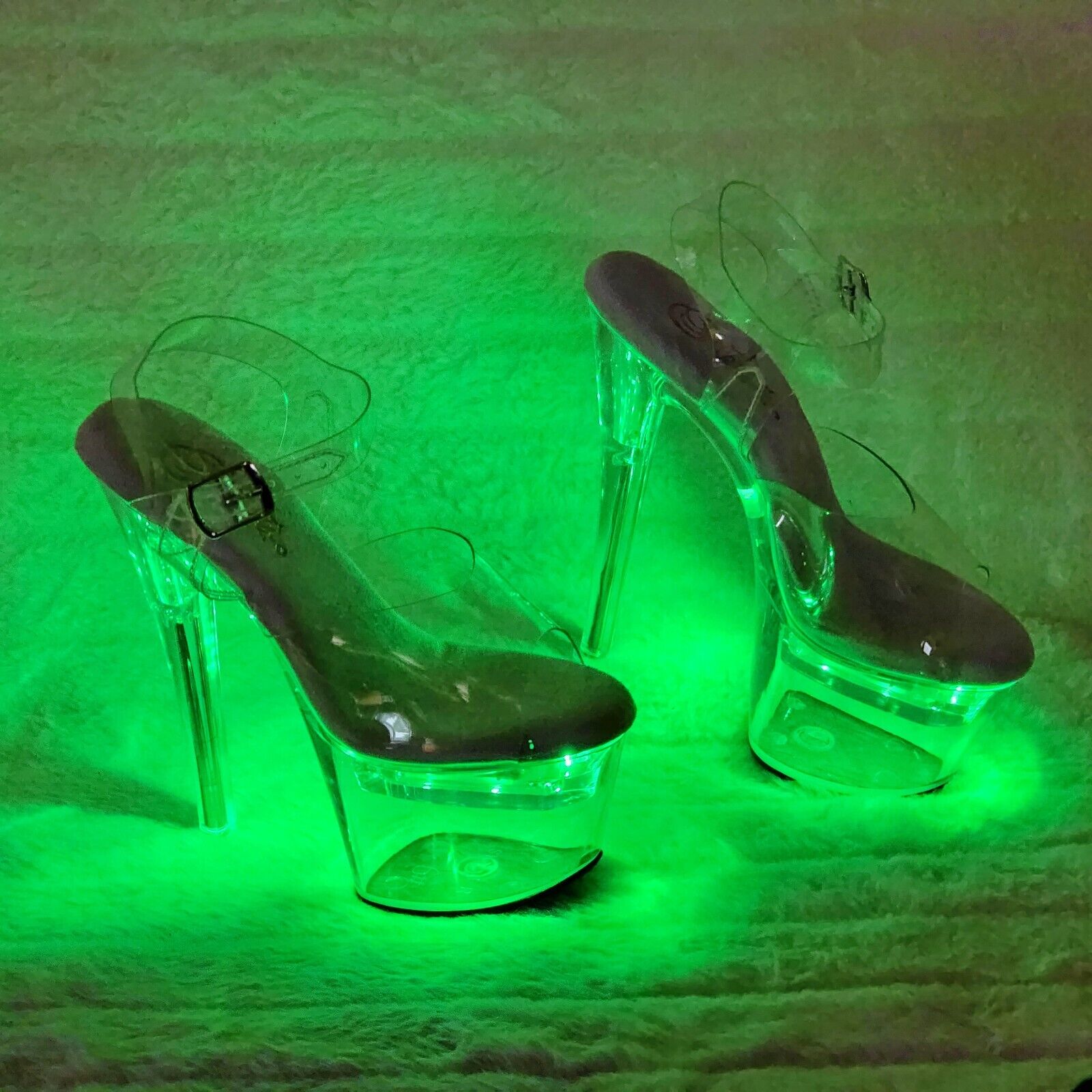 Flashdance LED Multi-Function Light Up Platform Sandals 7" High Heels NY Black - Totally Wicked Footwear