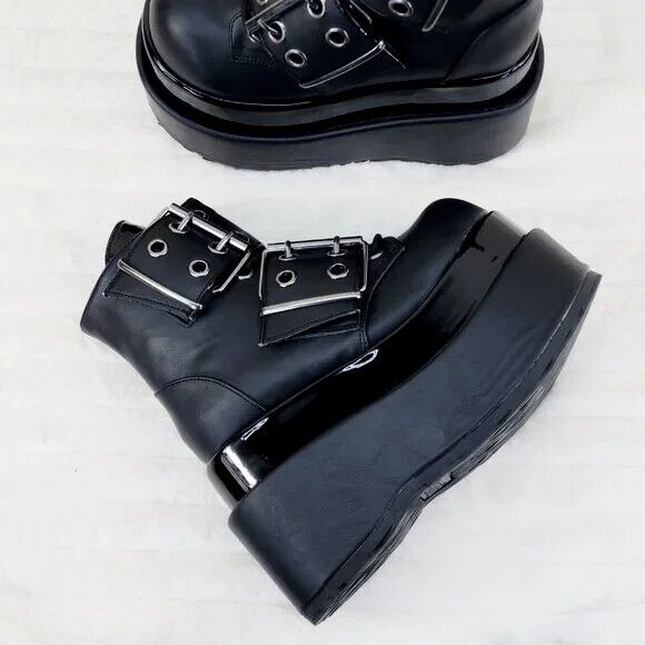 Bear 104 Black Matte 4.5" Goth Punk Rock Platform Ankle Boots Restocked NY - Totally Wicked Footwear