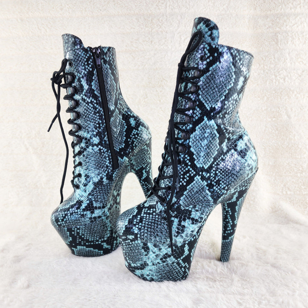 Adore 1020 Mint Snake Print 7" High Heel Platform Ankle Boots NY - Totally Wicked Footwear