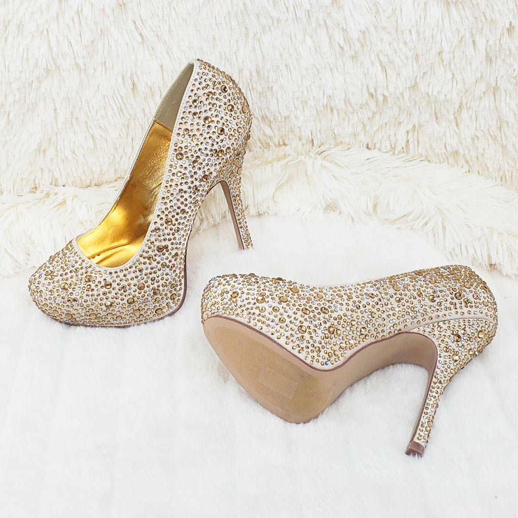 Felicity 20 Champagne Rhinestone Pumps NY - Totally Wicked Footwear