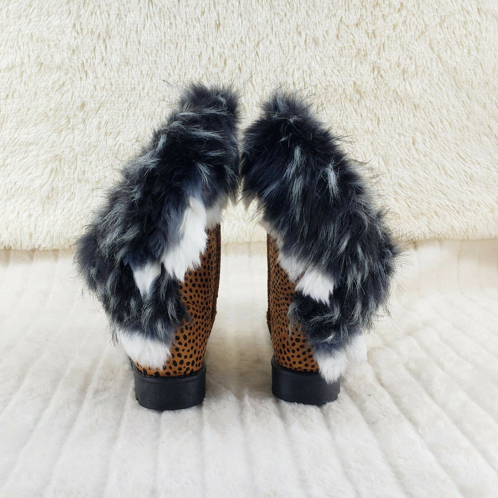 Chi Chi Cheetah Print Faux Fur Thick Lined Winter Boots - Totally Wicked Footwear