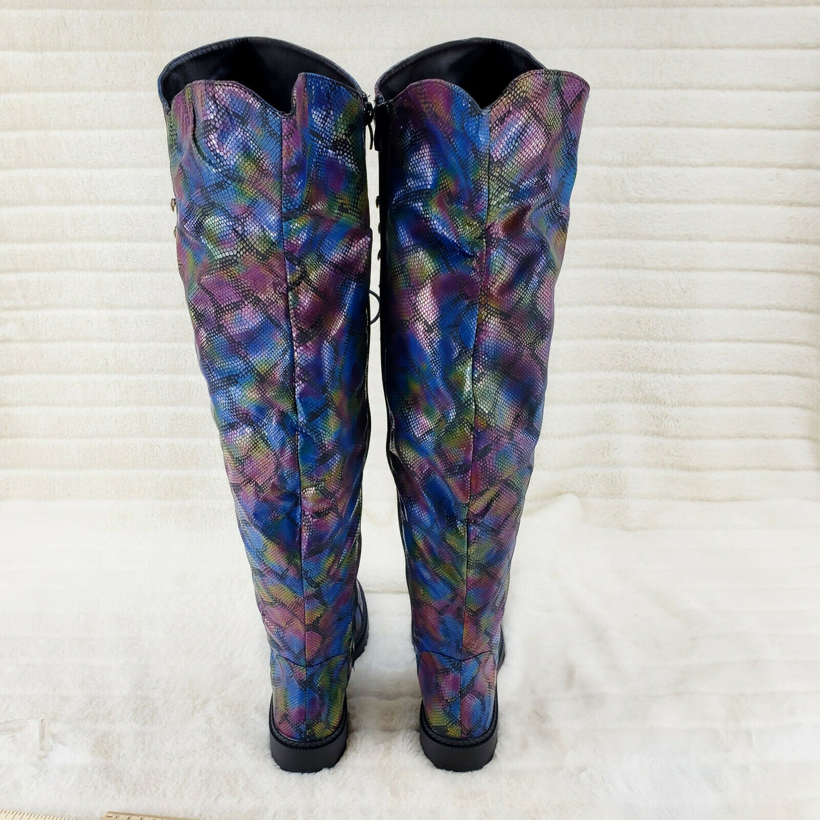 Slither Rainbow Snake Corset Lace Over the Knee Pirate Boot Travis 6 - 10 - Totally Wicked Footwear