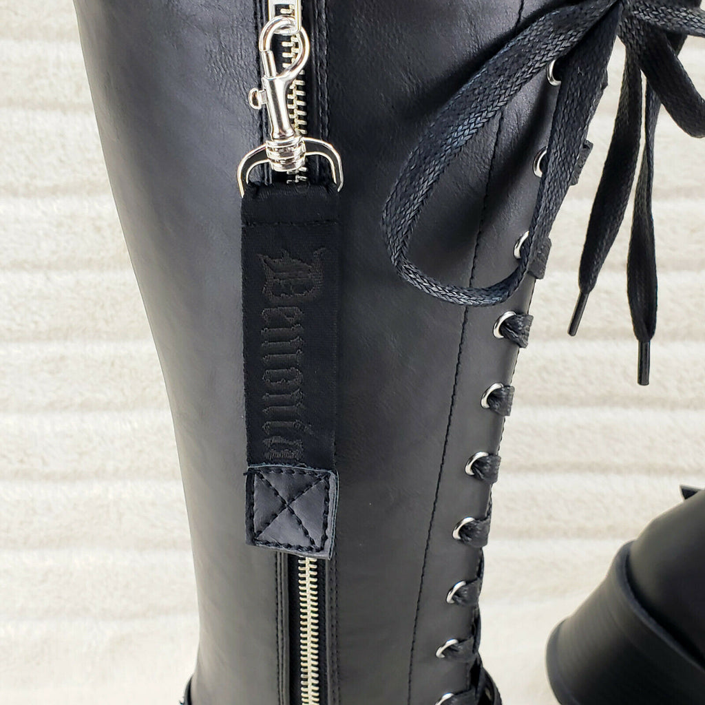 Bratty 206 Zipper Strap Biker Goth Punk Lace Up Knee Boots In House NY - Totally Wicked Footwear