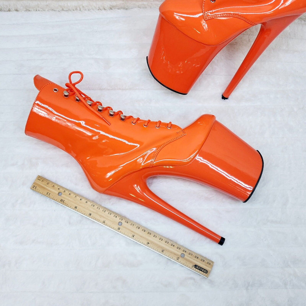 Flamingo 1020 Orange Patent 8" Heel Platform Ankle Boots US 6-12 NY - Totally Wicked Footwear