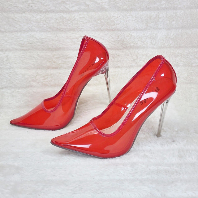 PVC Jelly Translucent High Heel Pointy Toe Stiletto Pumps Shoes Red Baker - Totally Wicked Footwear