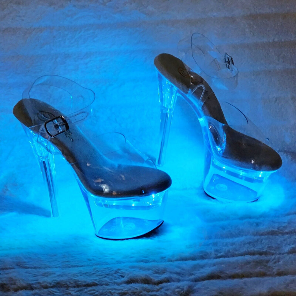 Flashdance LED Multi-Function Light Up Platform Sandals 7" High Heels NY Black - Totally Wicked Footwear