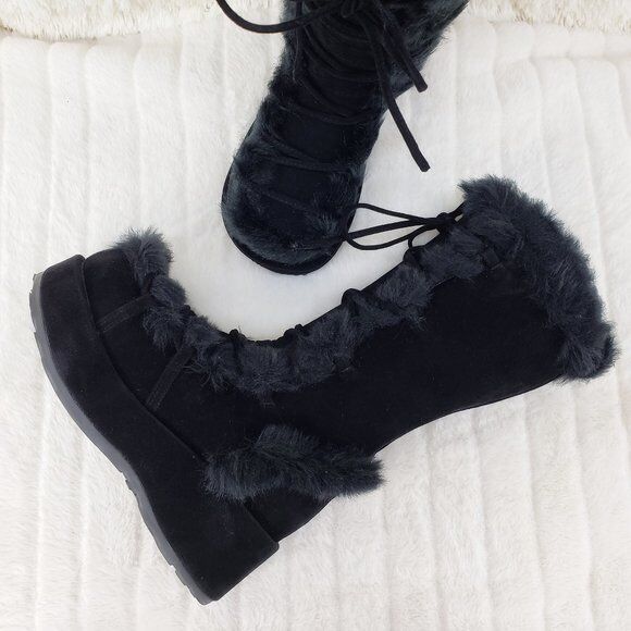Club Stomper Black Mammoth Platform Goth Punk Knee Boots NY Restock - Totally Wicked Footwear