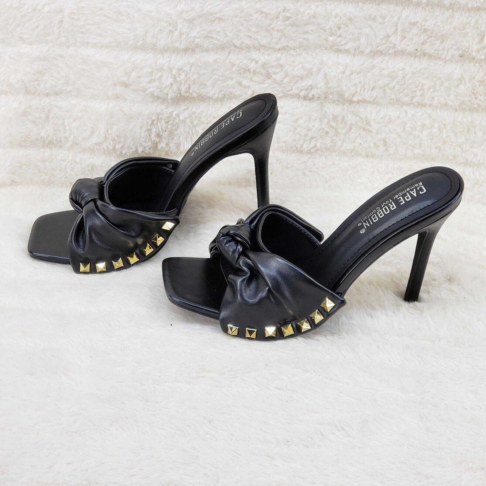 Darian Slip On Black Open Toe High Heel Clogs Mules Slides - Totally Wicked Footwear