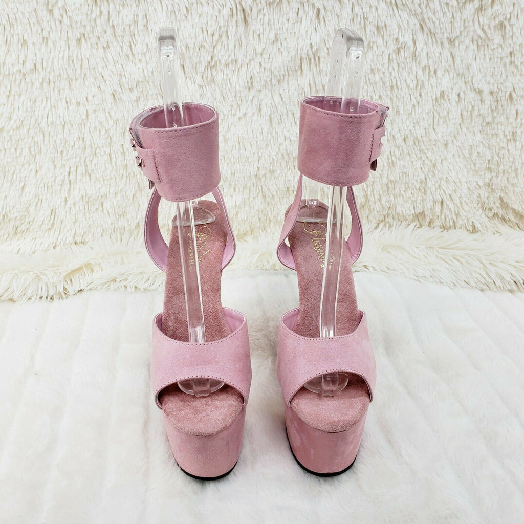 Adore 791FS Baby Pink Platform Shoes Sandals 7" High Heels Wide Ankle Cuff NY - Totally Wicked Footwear