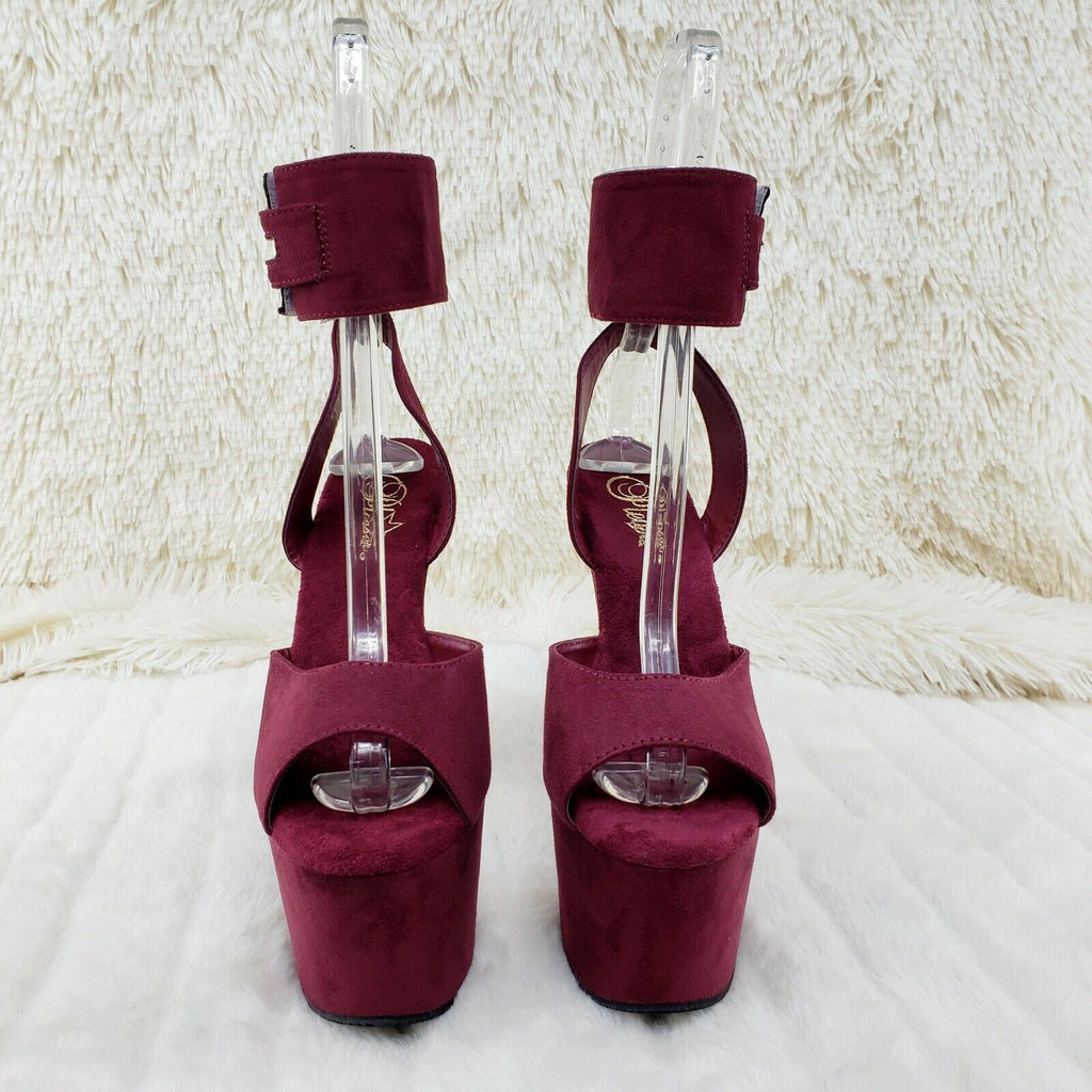 Adore 791FS Burgundy Platform Shoes Sandals 7" High Heels Wide Ankle Cuff NY - Totally Wicked Footwear