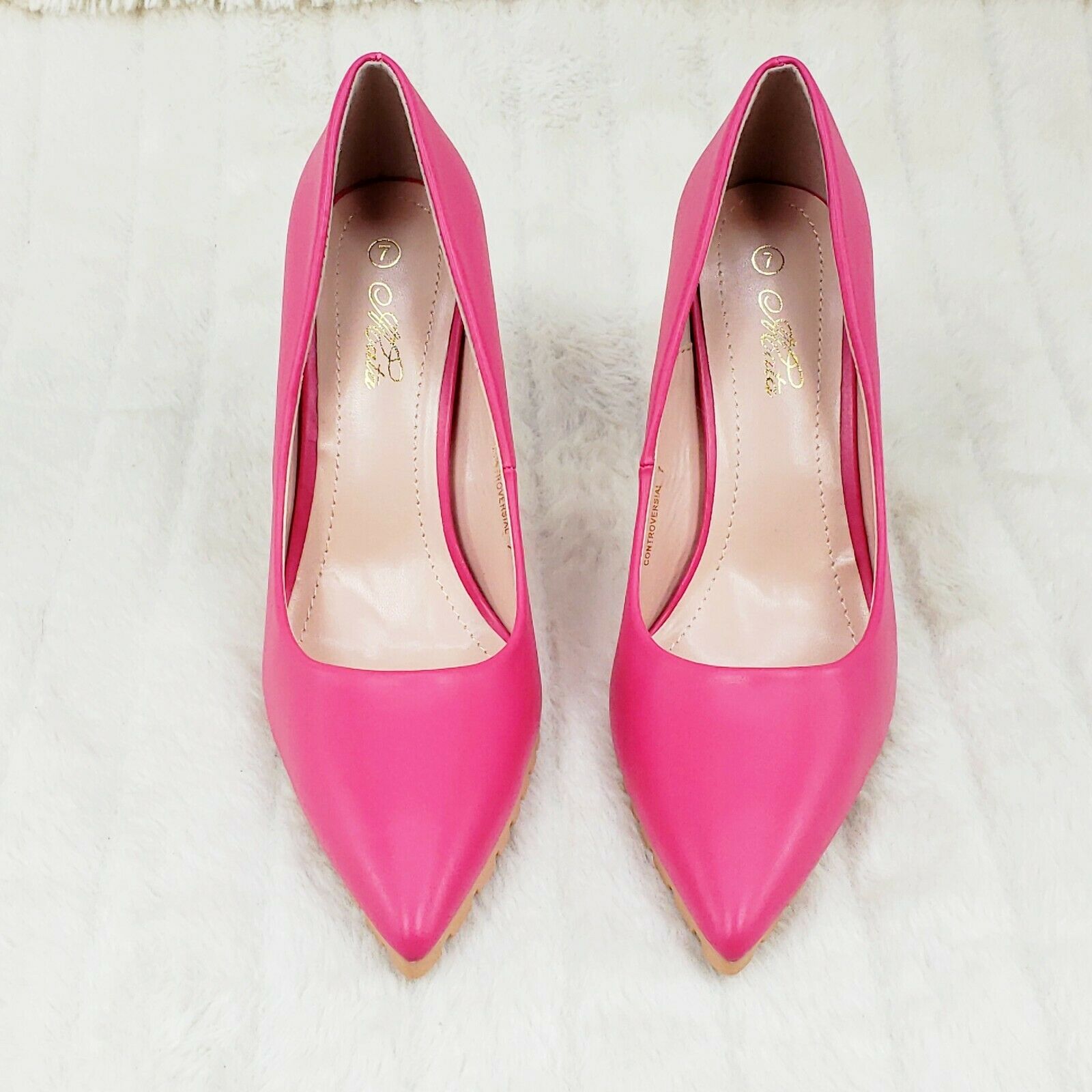 Revenge Fuchsia 4.5" High Heel Shoes Pointy Toe Pump Lug Sole 7-11 - Totally Wicked Footwear