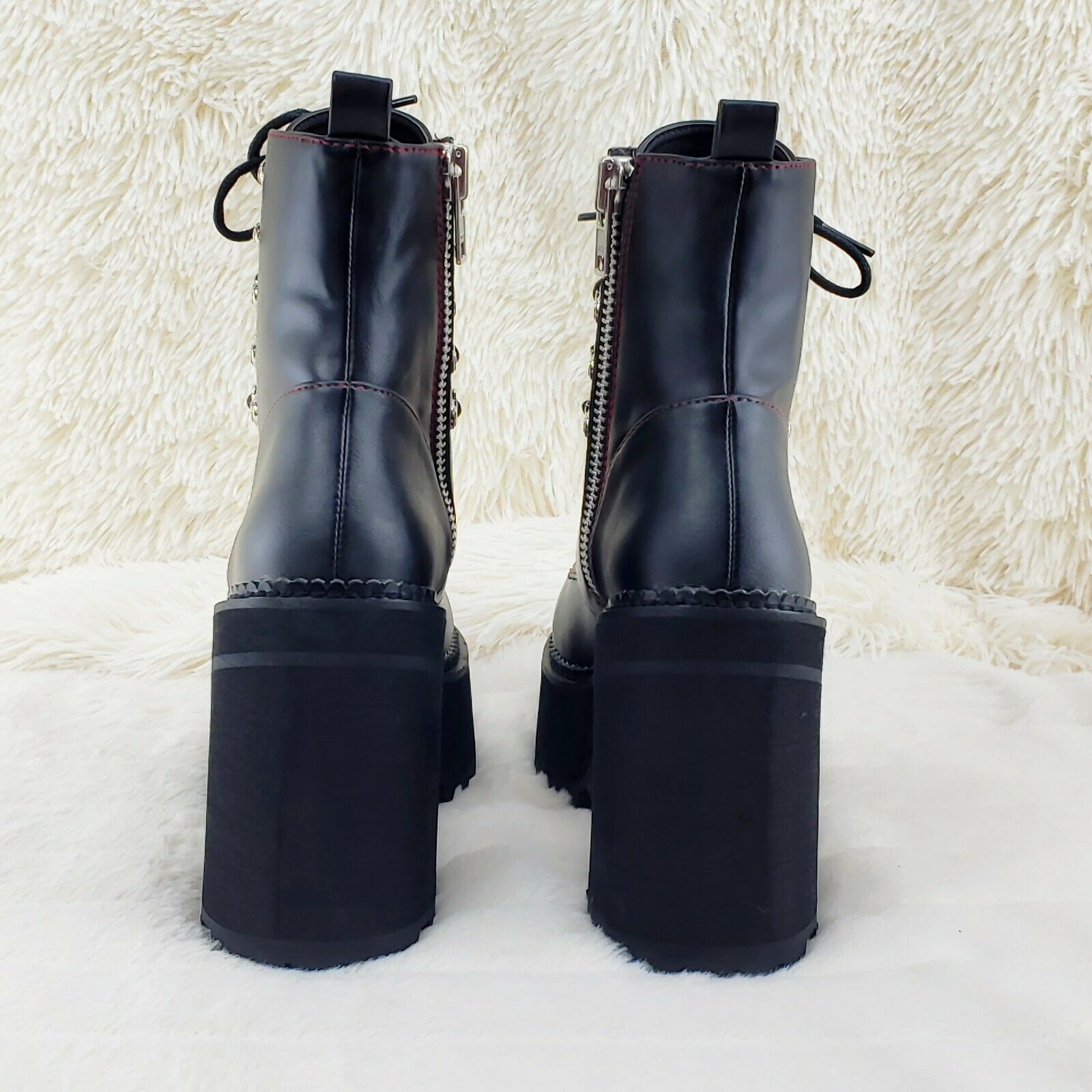 Assault 100 Gothic Punk Heel Cleat Platform Red Stitch Ankle Boot NY - Totally Wicked Footwear