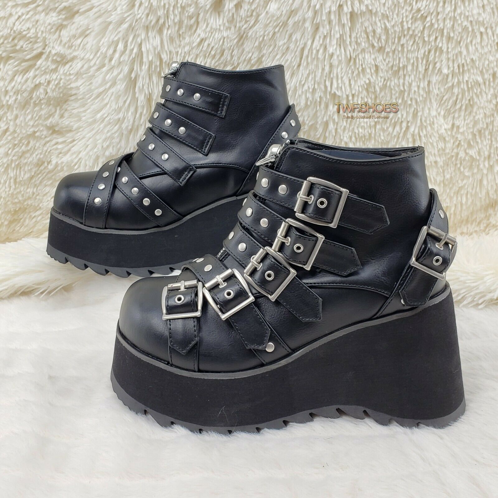Demonia Scene 30 Black Platform Goth Punk Ankle Boots NY IN STOCK - Totally Wicked Footwear