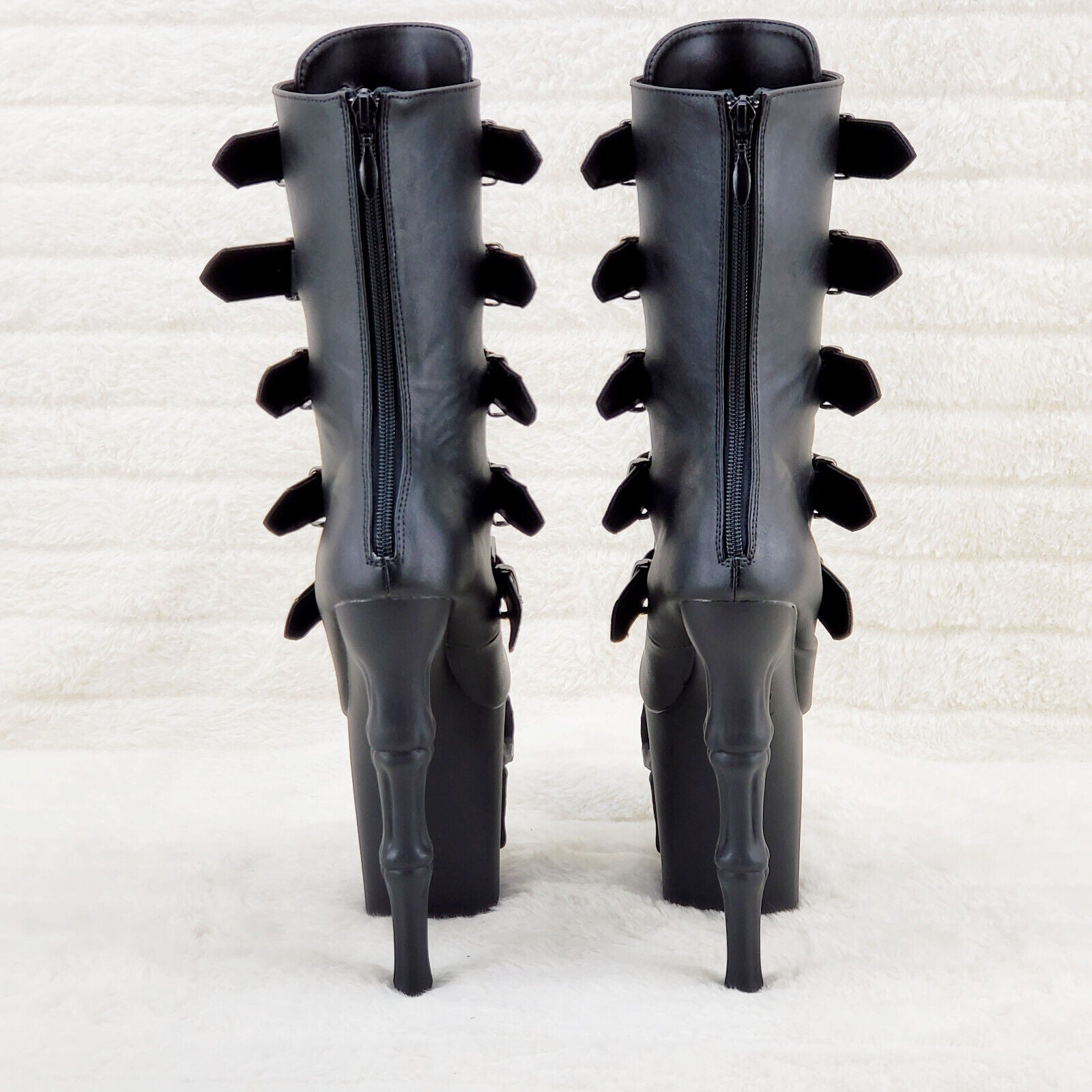 Rapture Black Matte Skull & Bones 8" High Heel Platform Boots IN HOUSE NY 1052 - Totally Wicked Footwear