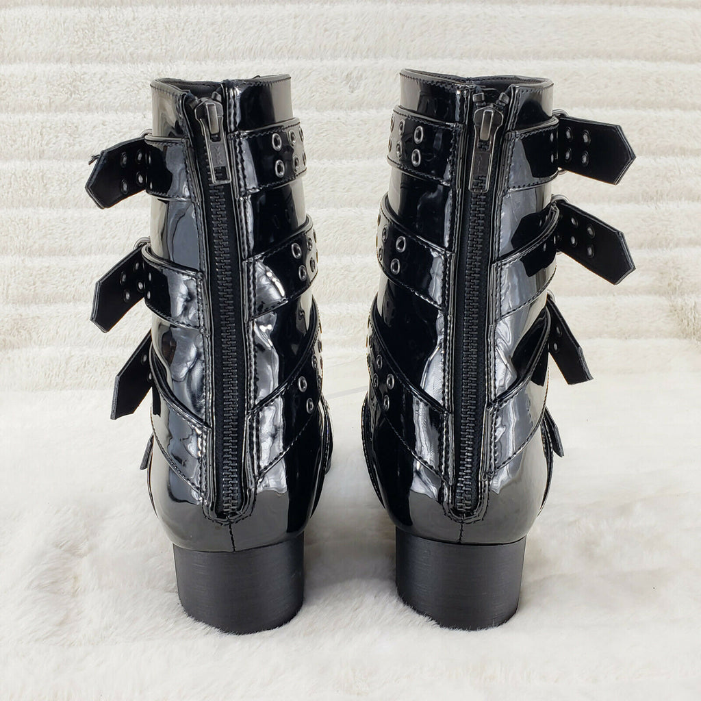 Wicked Warlock 70 Multi Strap Winklepicker Ankle Boots Mens Patent NY IN HOUSE - Totally Wicked Footwear