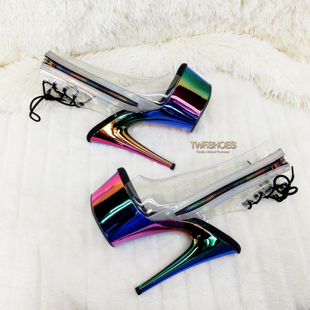 Adore 1018RC Rainbow Chromed 7" Platform Heel Ankle Boots US Size 7 NY - Totally Wicked Footwear