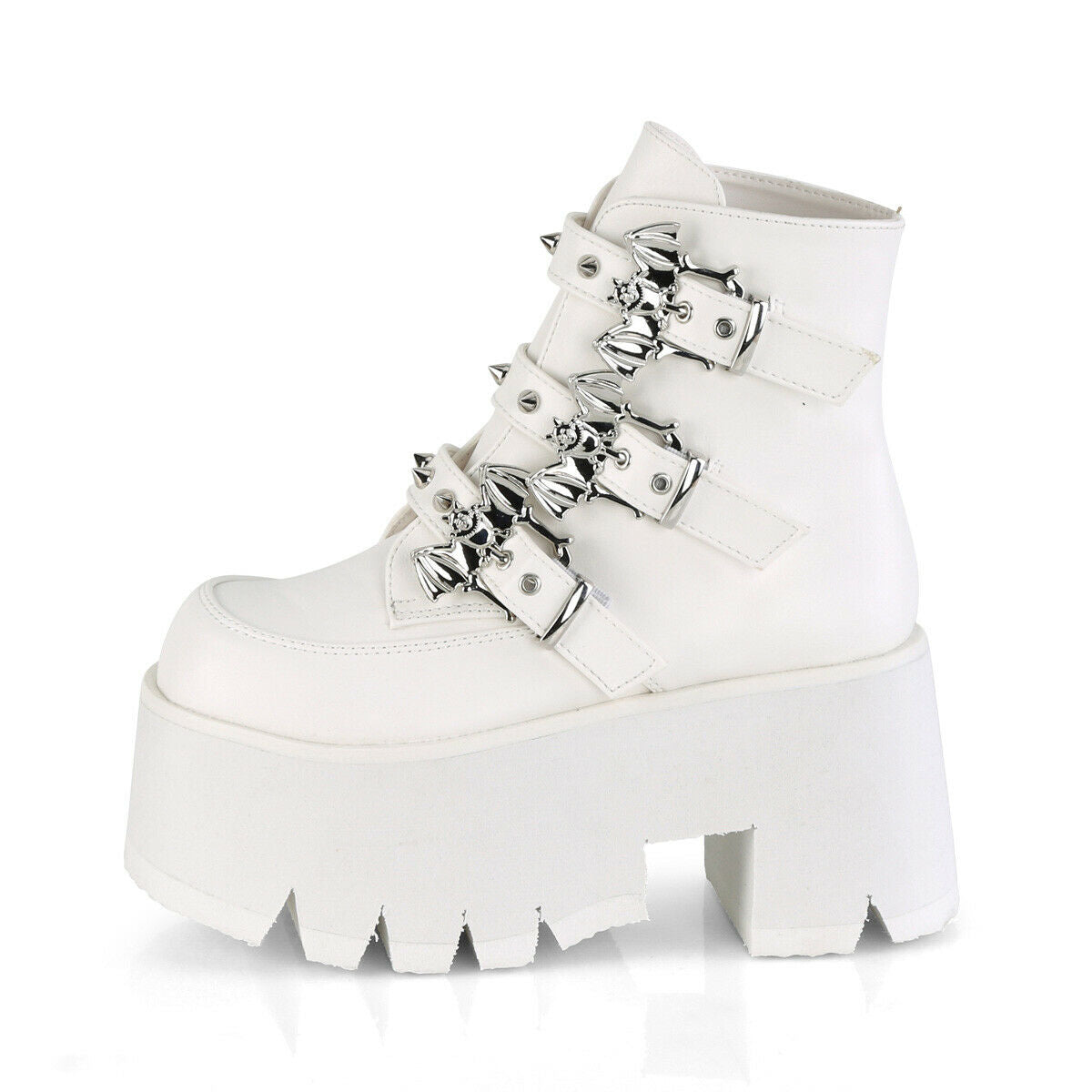 Ashes 55 White Matte Bat 3.5" Platform Heel Combat Goth Punk Boots NY Restocked - Totally Wicked Footwear