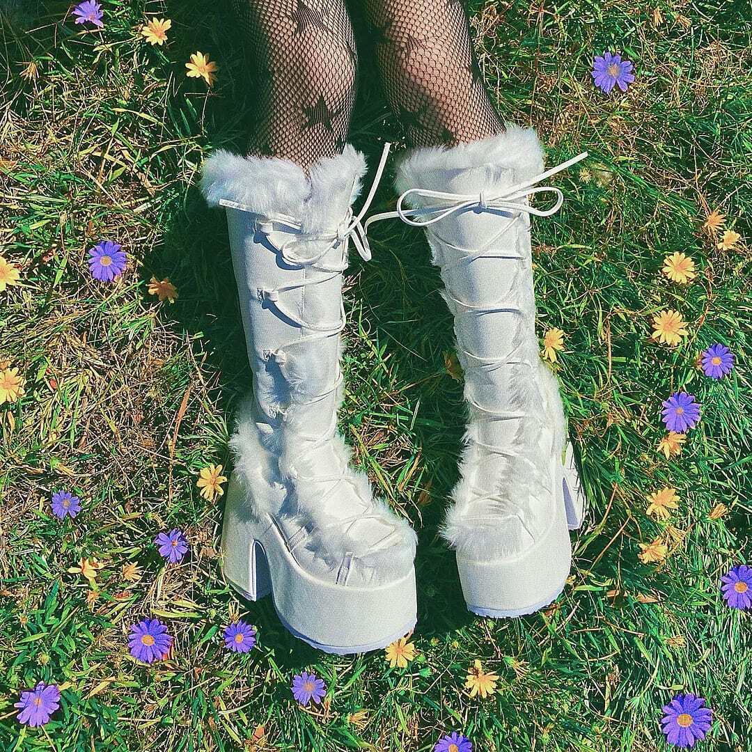 Topshop - Holly - Stivali Al Ginocchio In Pelle Premium Con Plateau Color Cammello - Foto 4