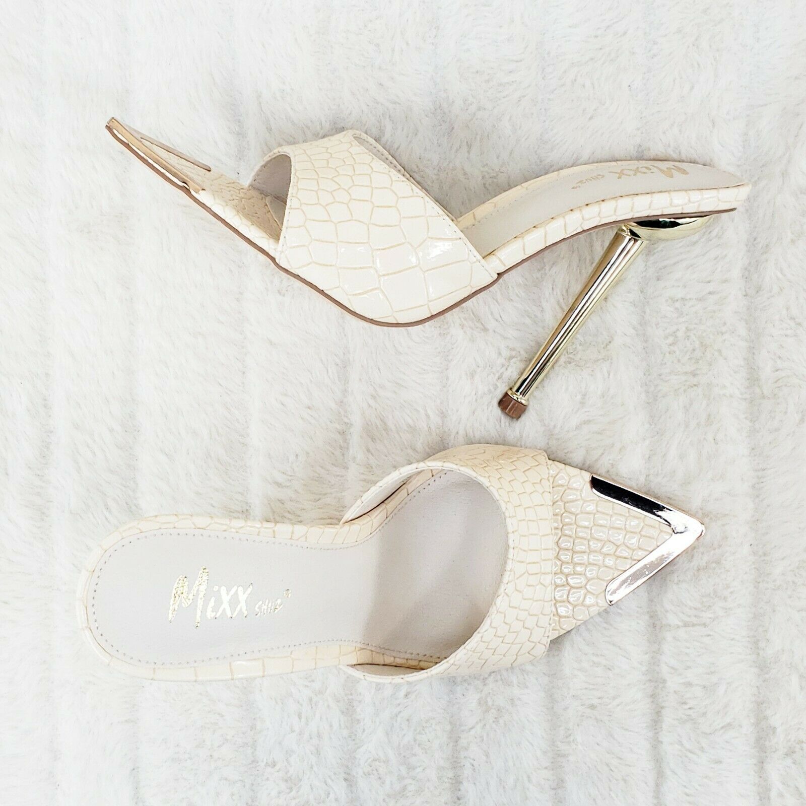 Venus Nude Slim High Heel Pointy Toe Slip On Sandals Slides Clogs - Totally Wicked Footwear