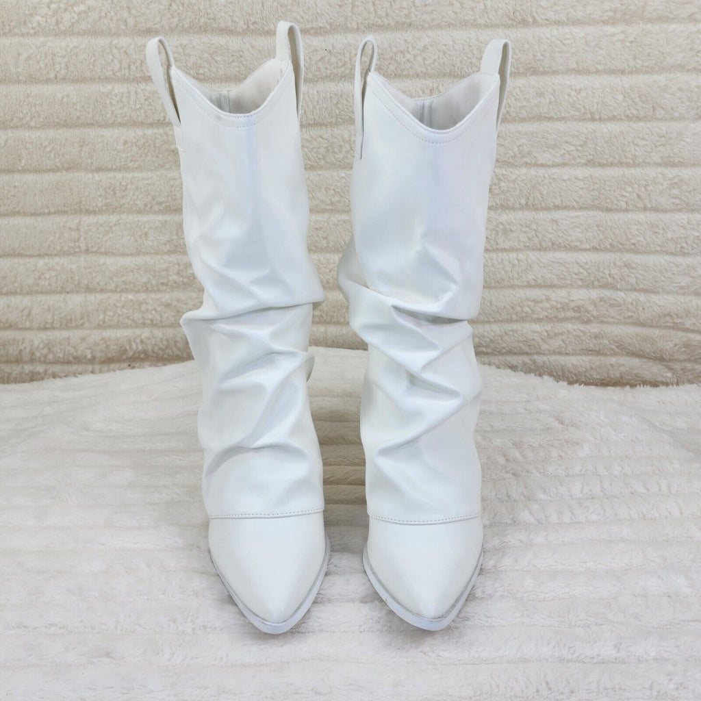 Humbled White Skirted Fold Over Western Cowgirl Boots - Totally Wicked Footwear