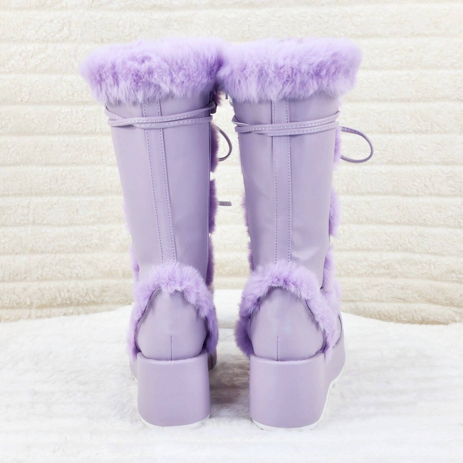 311 Cub Stomper Lilac Purple Mammoth Platform Goth Punk Calf Knee Boots NY - Totally Wicked Footwear
