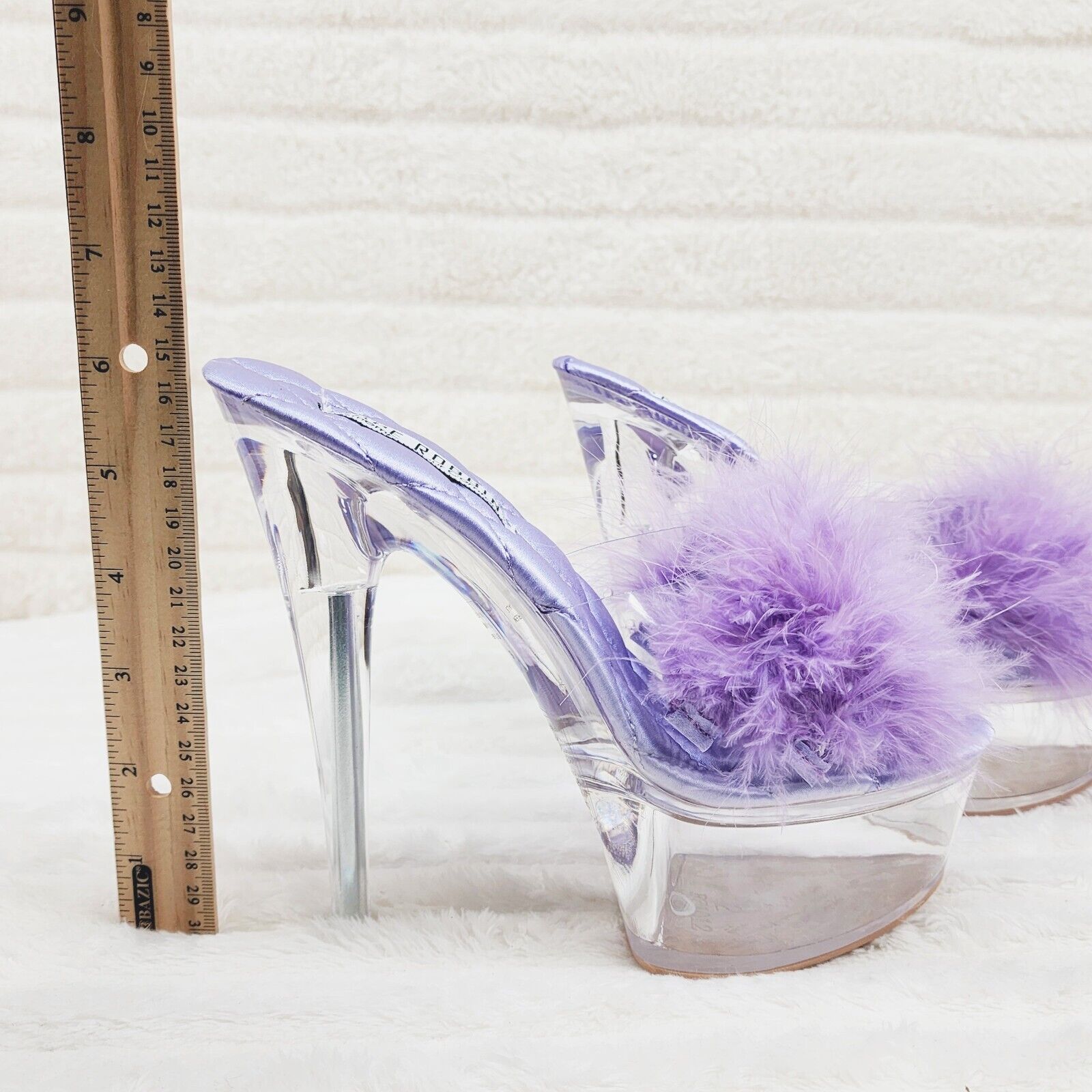 Maren Marabou Feather Slip On Platform 6" Stiletto Heel Shoes Lilac Purple - Totally Wicked Footwear