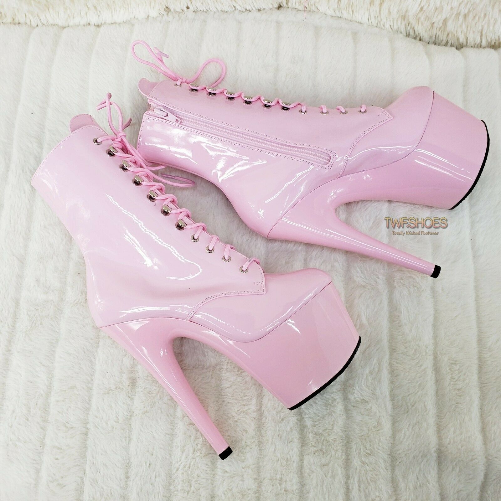 Baby Pink 1020 Adore 7" Heel Platform Ankle Boots NY - Totally Wicked Footwear