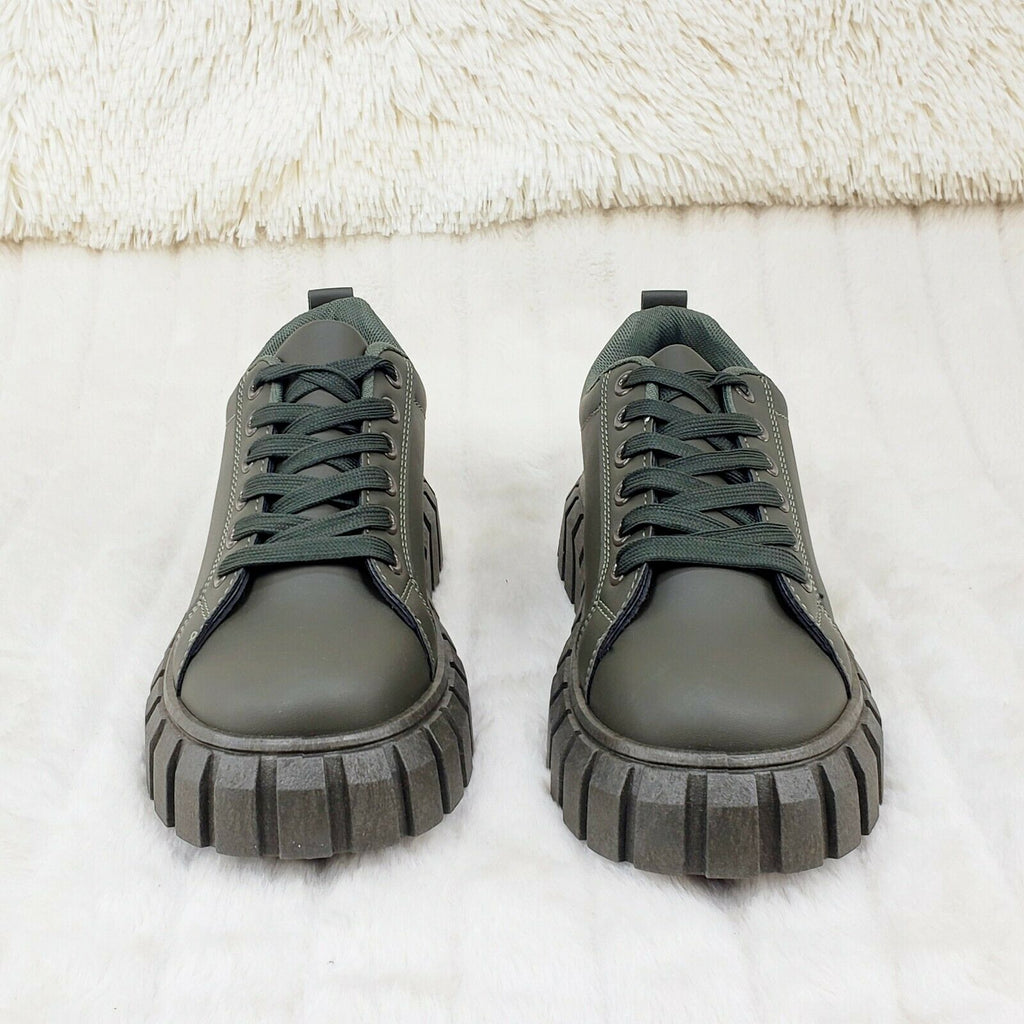 Dream Woman's Olive Green Low Top Chunky sole Sneakers  6-10 - Totally Wicked Footwear
