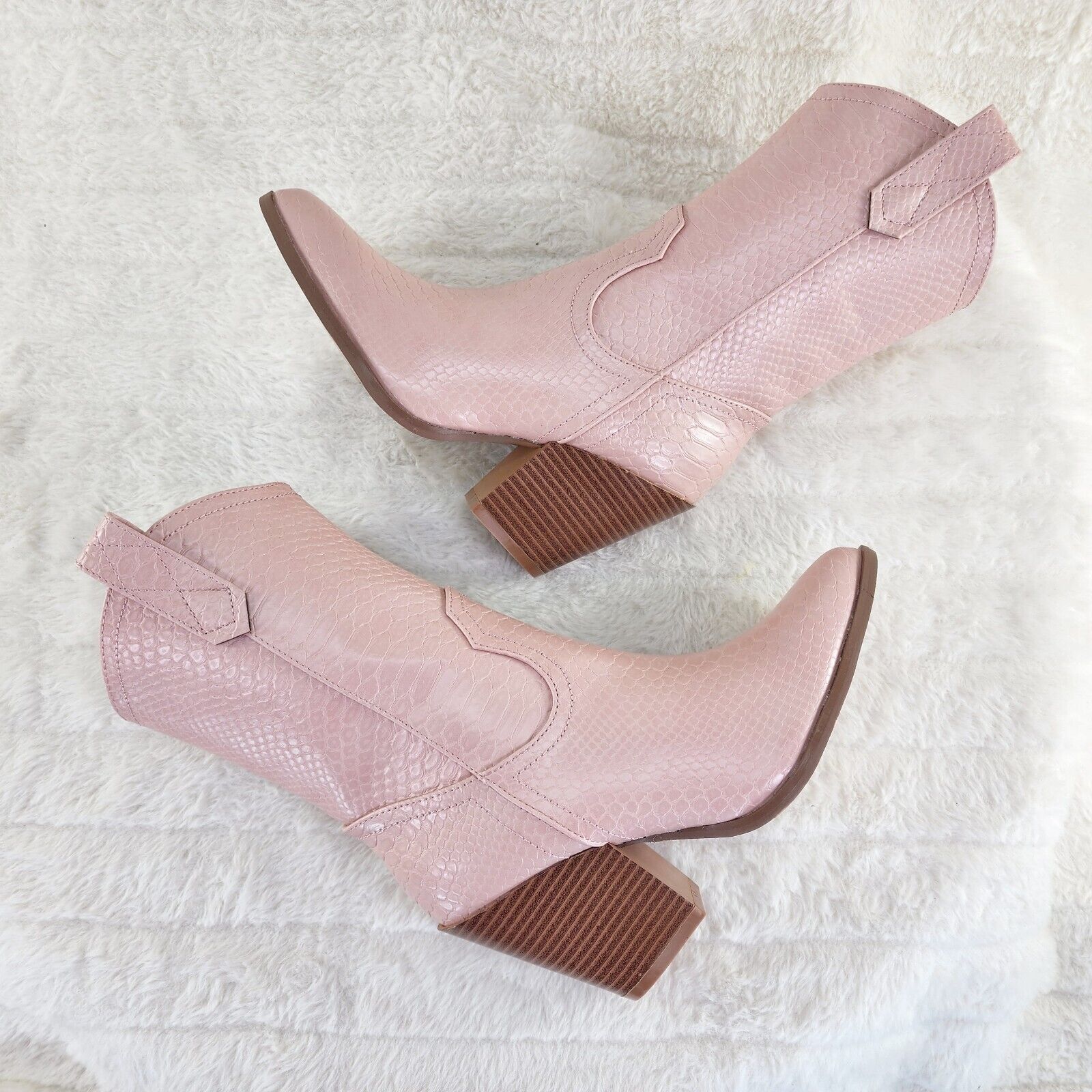 Slayer Pink Snake Cowgirl Cowboy Ankle Boots Western Block Heels US Sizes 7-11 - Totally Wicked Footwear