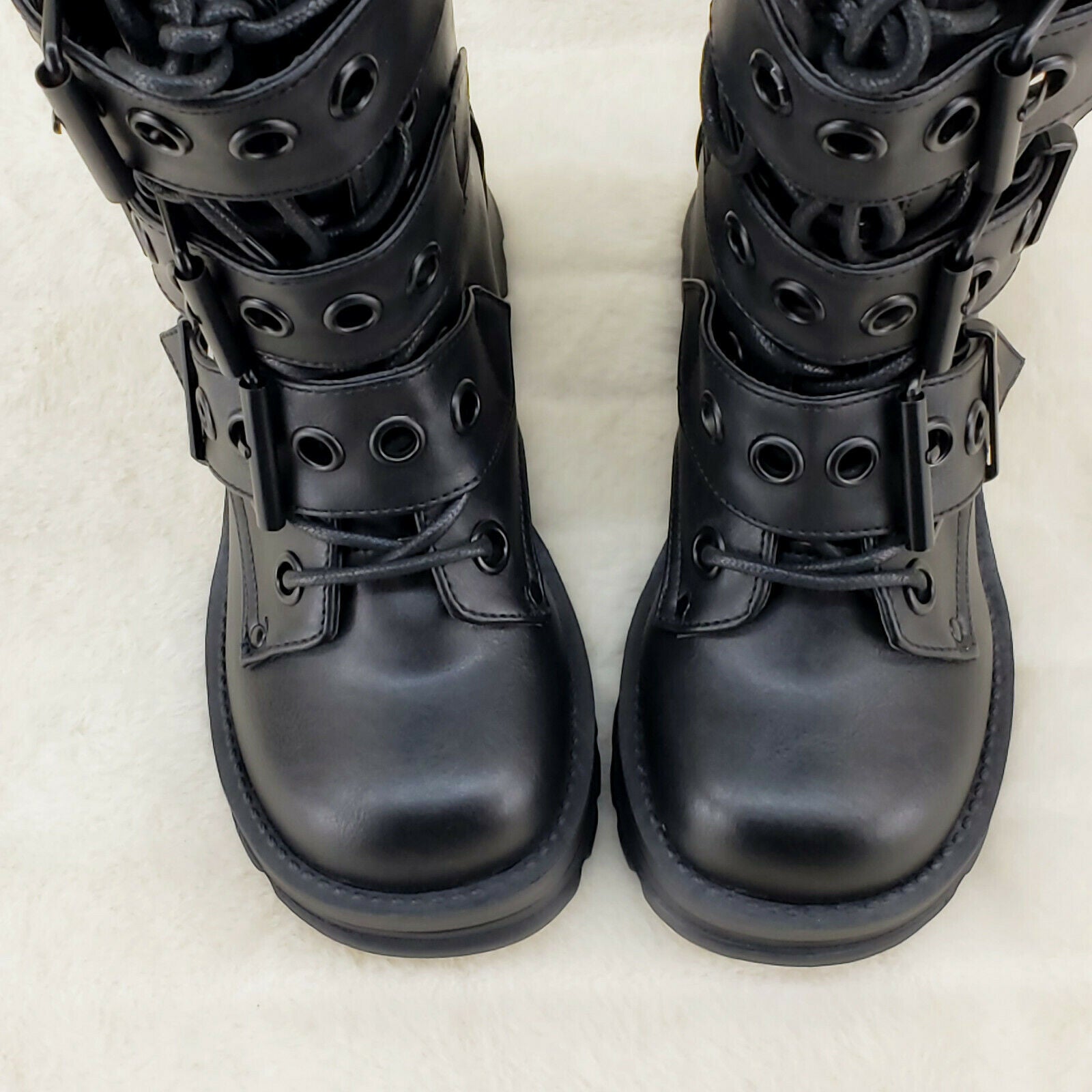 Bratty 118 Buckle Strap Biker Goth Punk Lace Up Ankle Boots In House NY - Totally Wicked Footwear