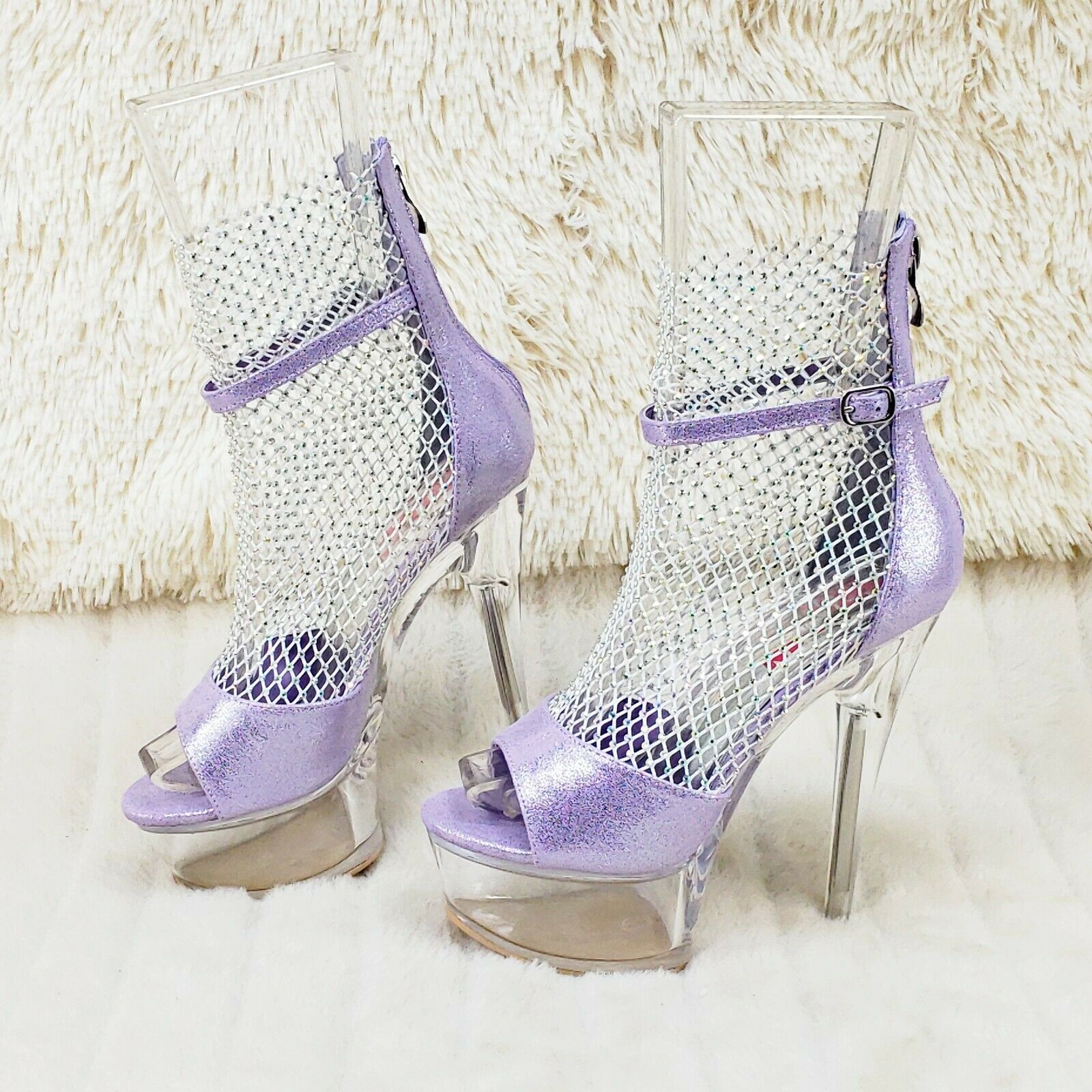 Amazon.com | Cape Robbin Lexington Clear High Heels for Women Sexy -  Stiletto Heels for Women - Womens High Heels with Open Square Toe - Ankle  Strap Heels with Rhinestones - Lilac Size 6 | Pumps