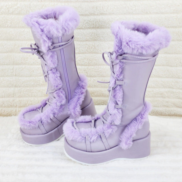 311 Cub Stomper Lilac Purple Mammoth Platform Goth Punk Calf Knee Boots NY - Totally Wicked Footwear