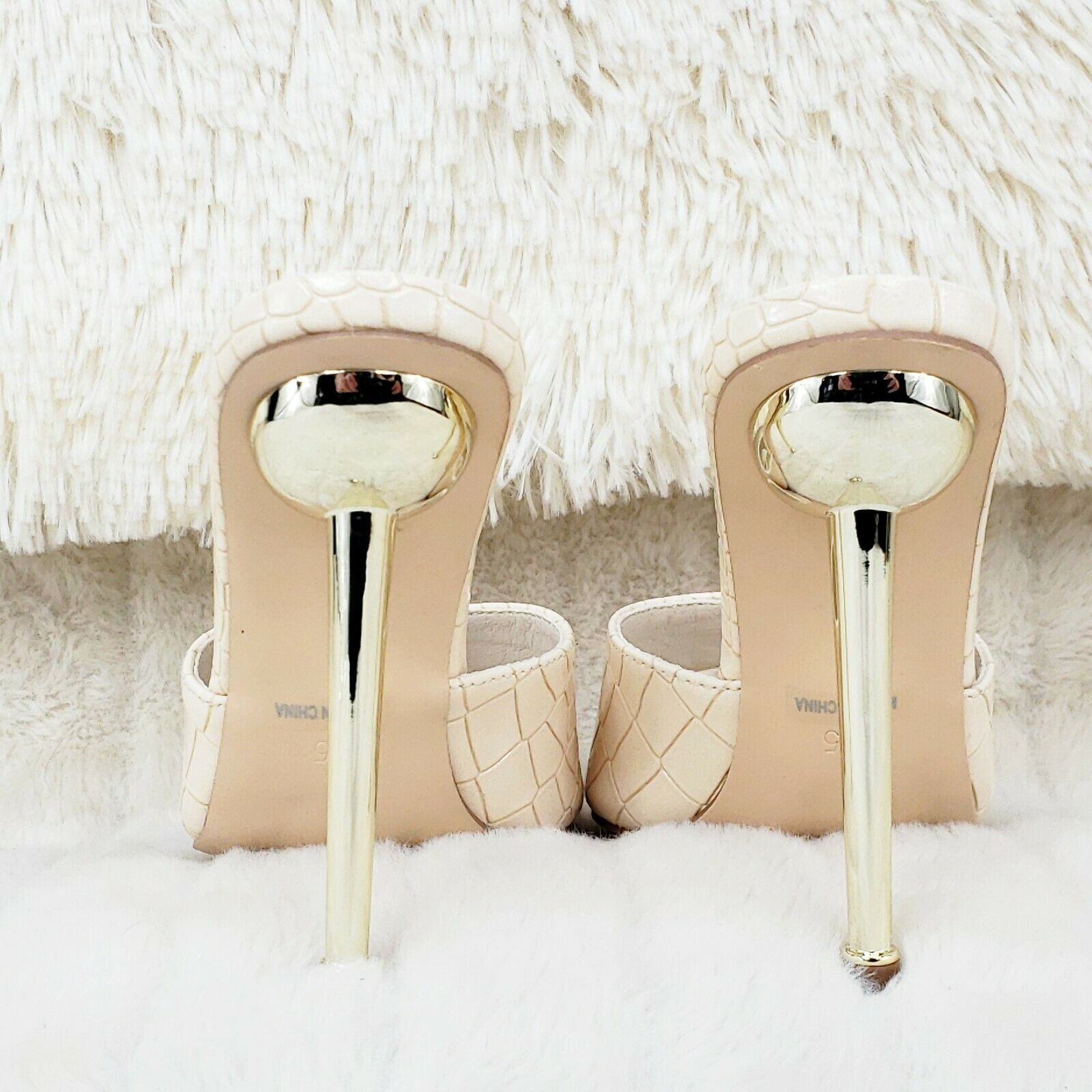 Venus Nude Slim High Heel Pointy Toe Slip On Sandals Slides Clogs - Totally Wicked Footwear