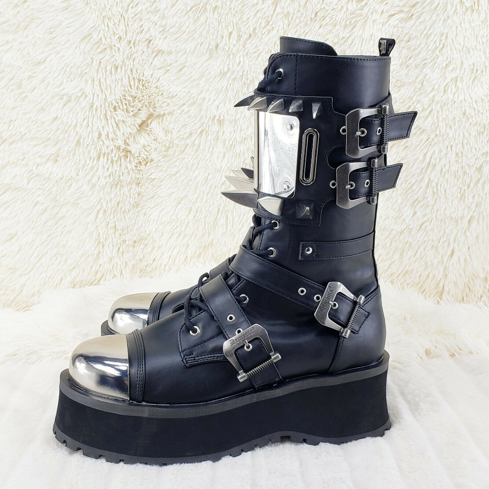 GraveDigger 250 Claw Spike Black Lace Up Boots Mid Calf Men Sizes IN HOUSE STOCK - Totally Wicked Footwear