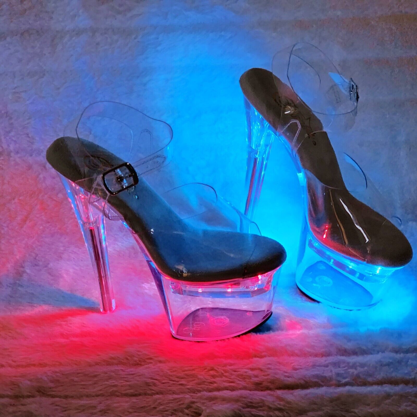 Flashdance LED Multi-Function Light Up Platform Sandals 7" High Heels NY Black - Totally Wicked Footwear