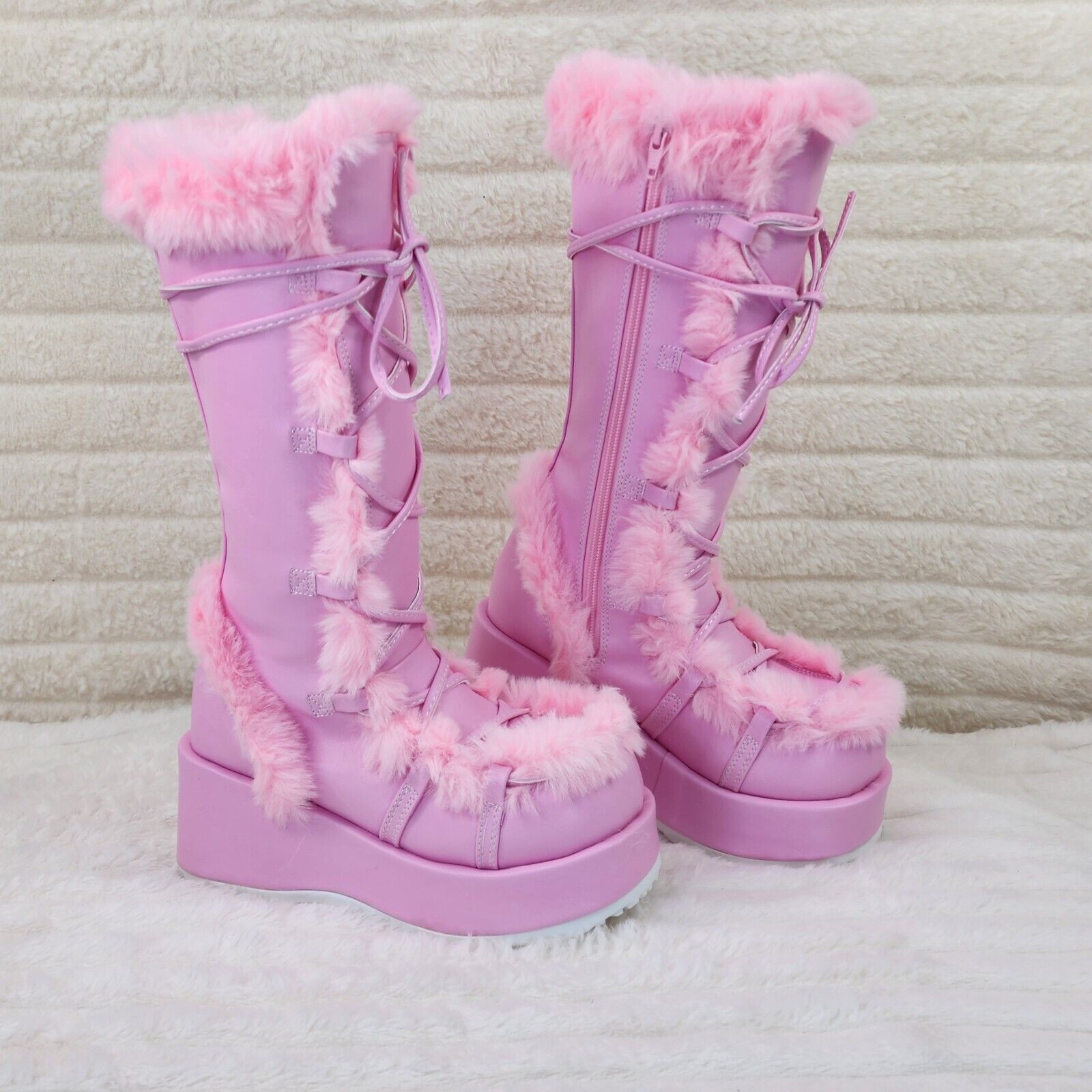 311 Cub Stomper Baby Pink Mammoth Platform Goth Punk Knee Boots NY Restock - Totally Wicked Footwear