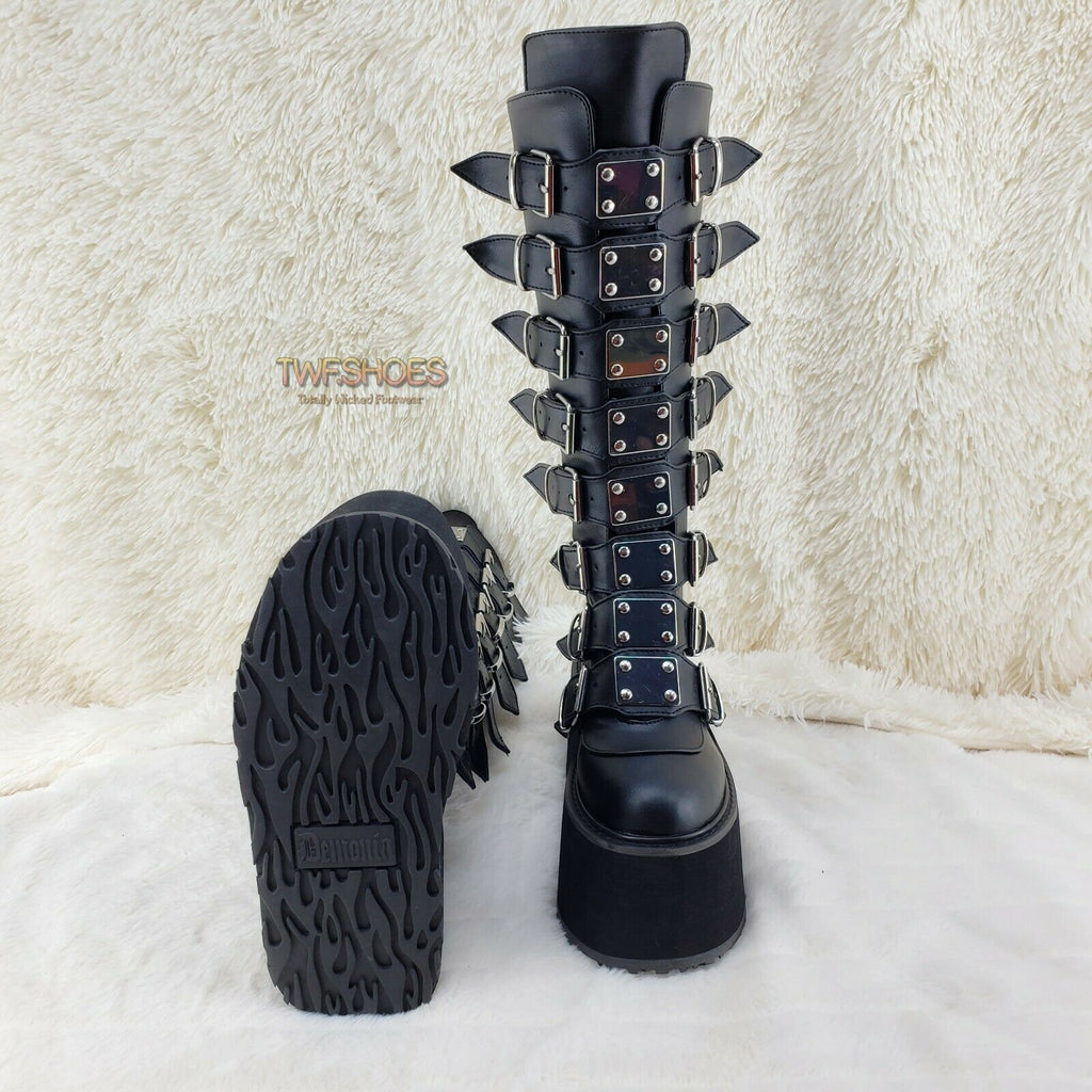 Damned 318 Multi Strap Goth Punk Rock Platform Boots Black Matte Restocked NY - Totally Wicked Footwear