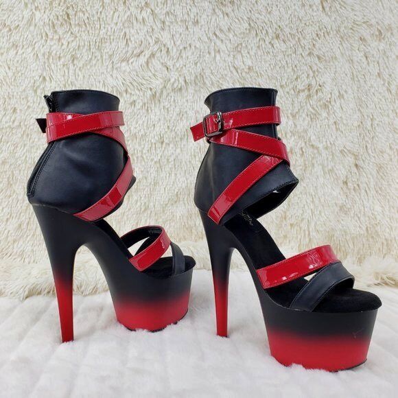 Adore Black Red 2 Tone 7" High Heel Closed Back Pole Shoes 700-15 - Totally Wicked Footwear