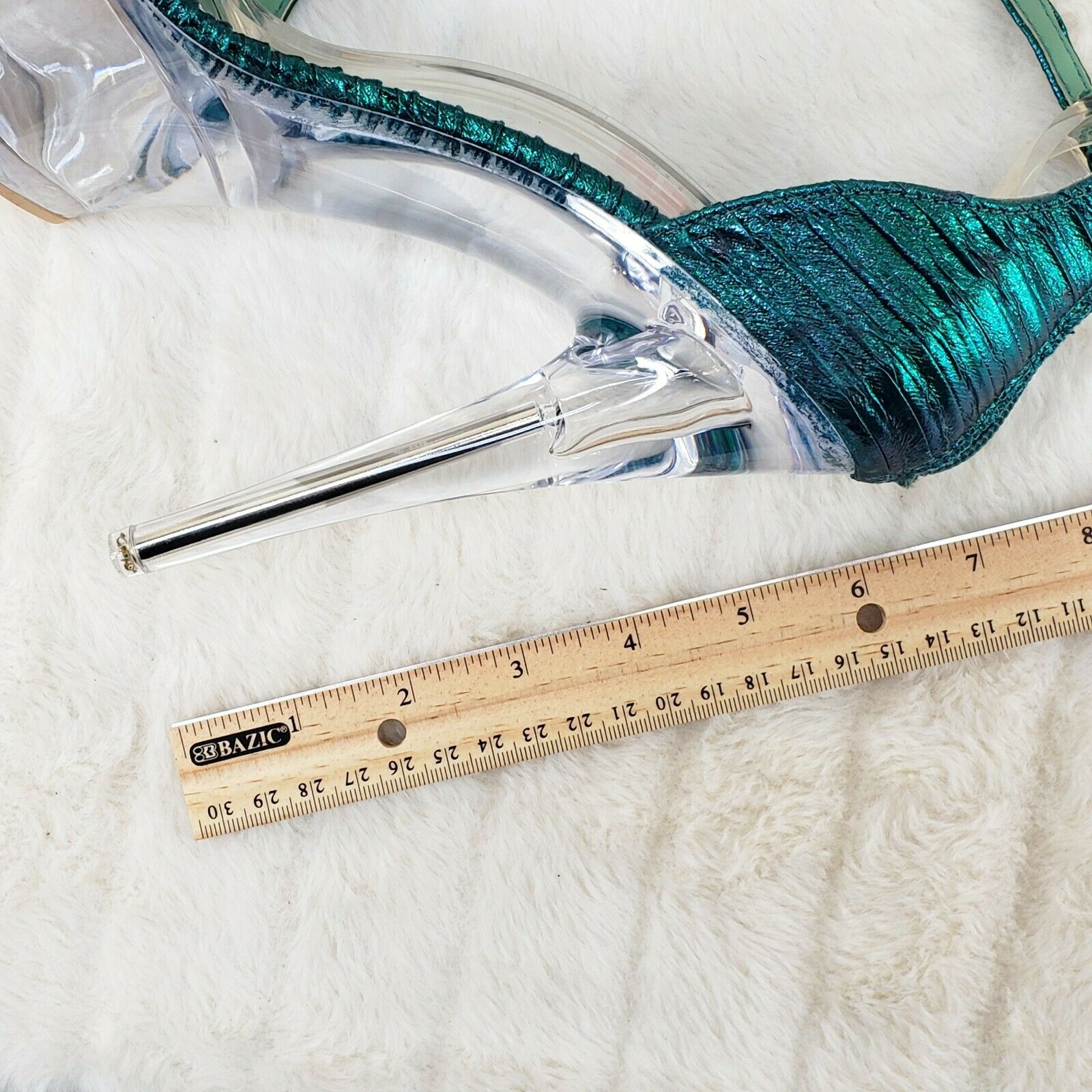 Voltaire Shimmery Green Closed Back Clear Platform High Heels - Totally Wicked Footwear