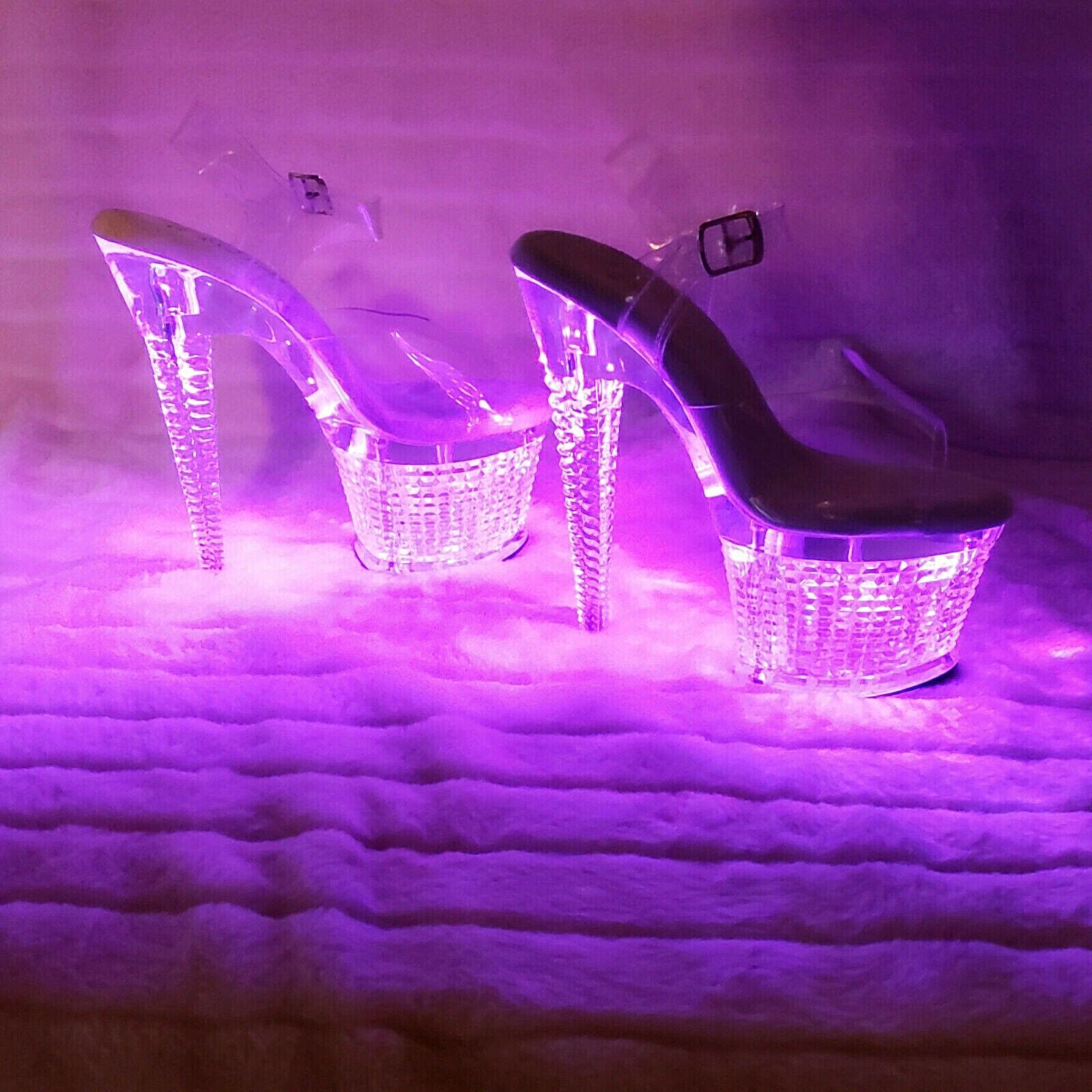 Flash Dance 708 LED Multi Light Up Platform Shoes Sandals 7" High Heel Shoes NY - Totally Wicked Footwear