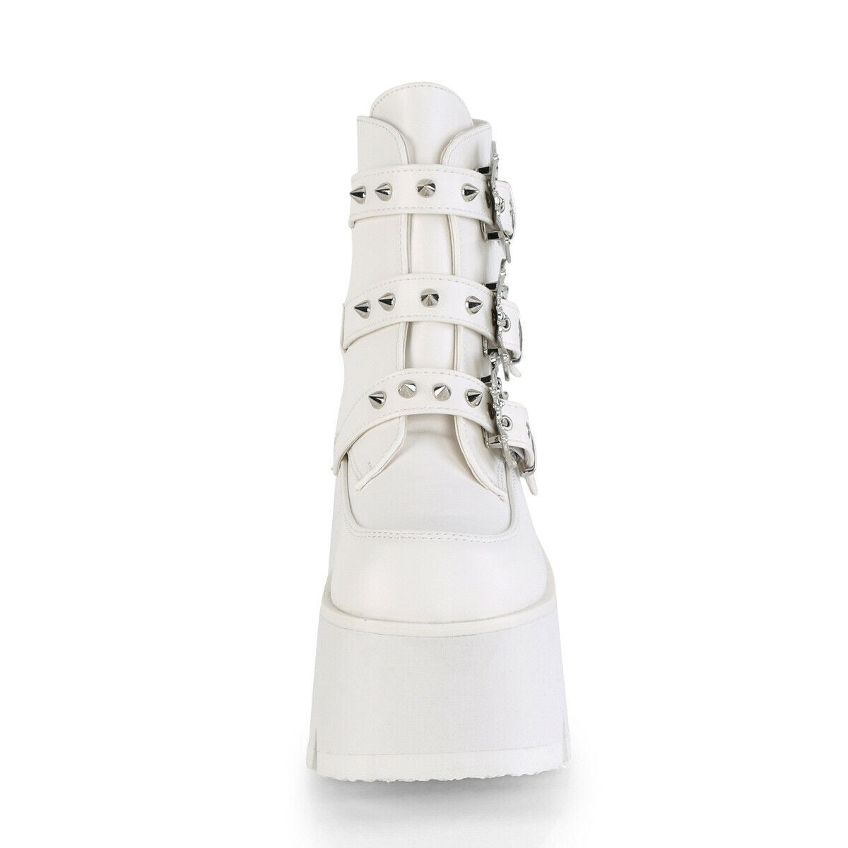 Ashes 55 White Matte Bat 3.5" Platform Heel Combat Goth Punk Boots NY Restocked - Totally Wicked Footwear