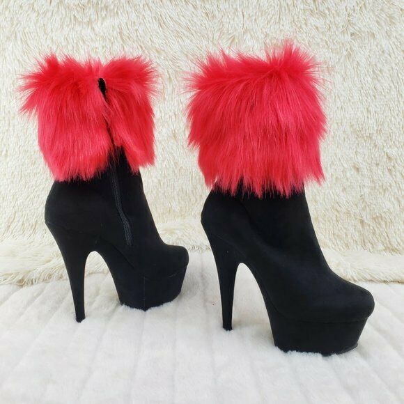 Delight 1000 Interchangeable Fur Collar Ankle Boots 6" High Heels In Stock NY - Totally Wicked Footwear