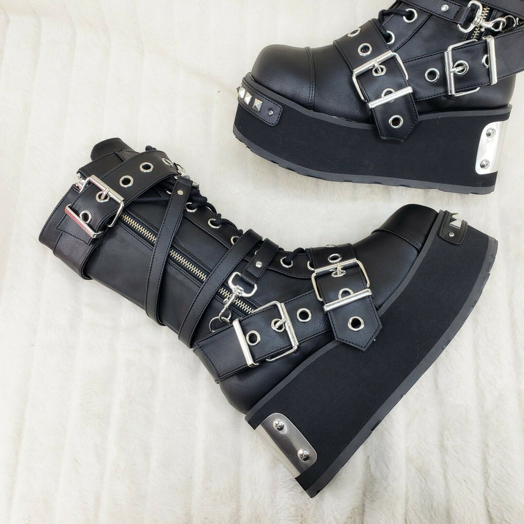 Trashville 250 Multi Strap Goth Punk Rock 3.25" Platform Boot Black Restocked NY - Totally Wicked Footwear